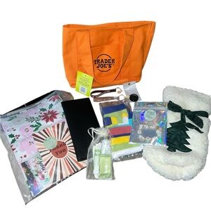 Trader Joe's Orange Tote Bag with 14 Accessories